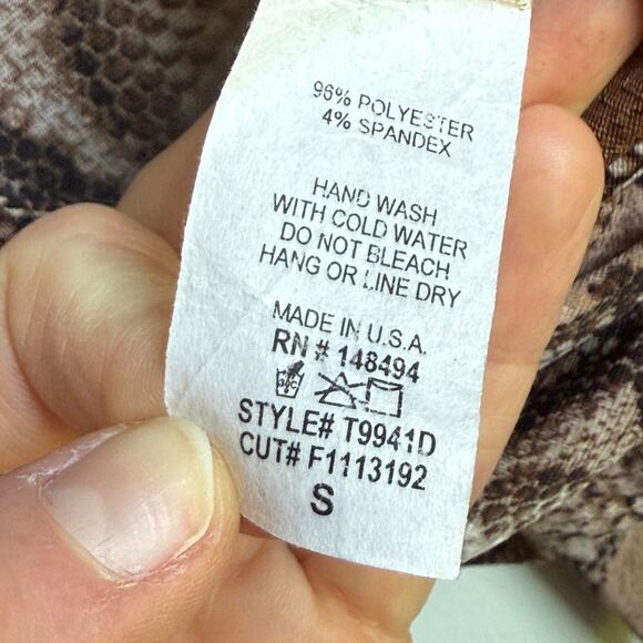 Windsor Snakeskin Print Wrap Top Women’s Small Bell Sleeve Tie Front - Picture 7 of 7